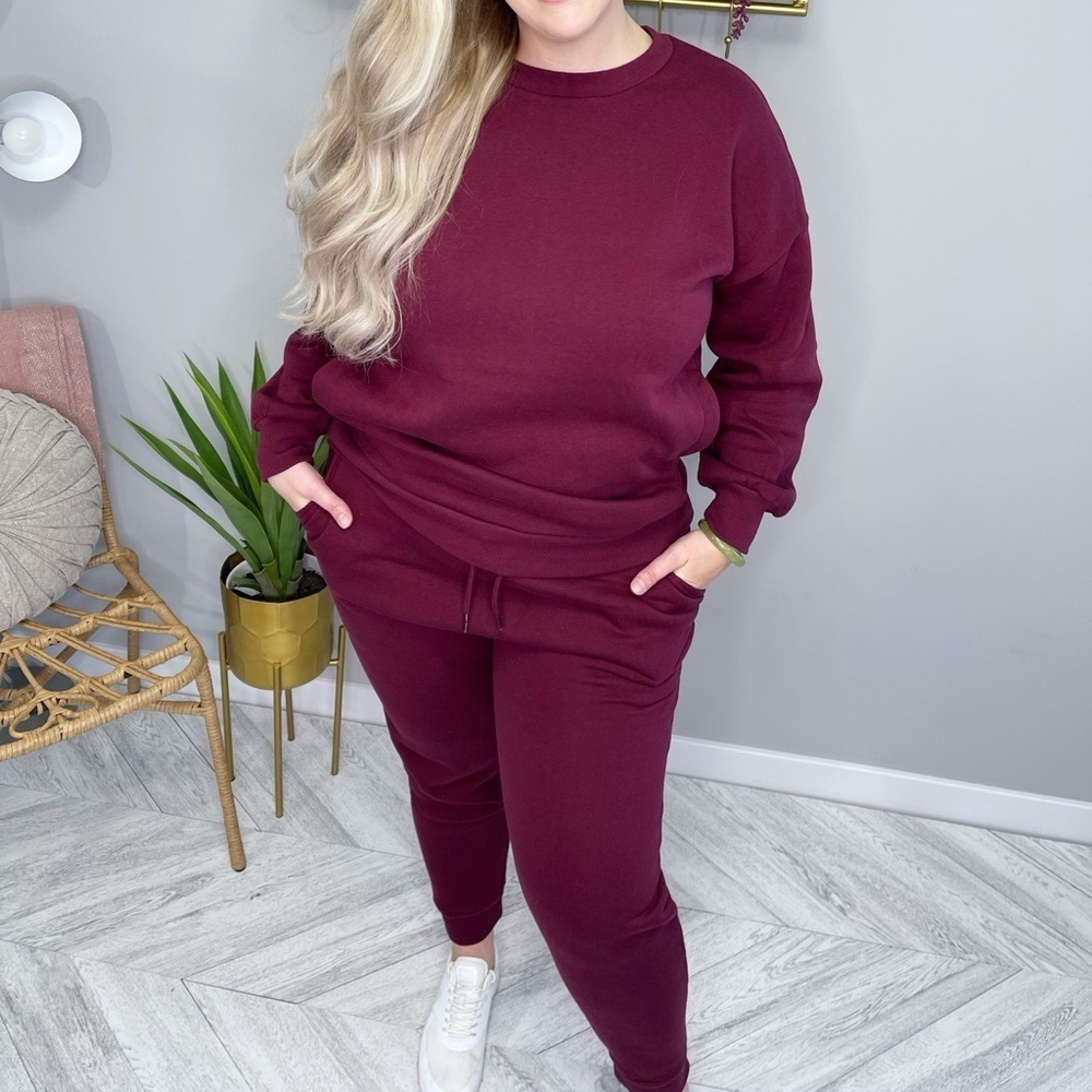Burgundy Sweatshirt and Joggers Set